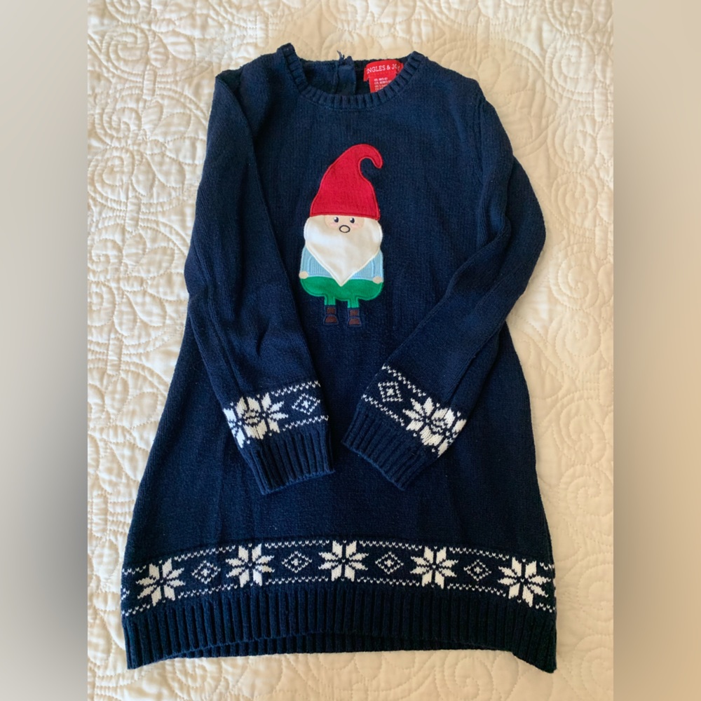 Jingle& Joy Tunic sweater with Christmas gnome